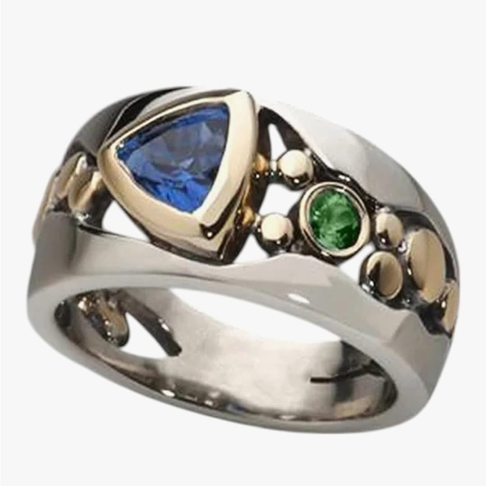 MEATTRIMEIT
C Creative Hollow Inlaid Blue Simple Geometric Rings For Women Jewel